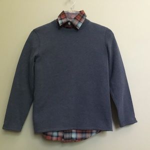 2 pc CLASS CLUB blue sweater & Plaid shirt 10/12